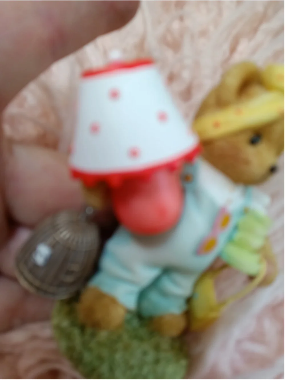 Cherished Teddies Nicole Girl Bear with Lamp, Birdcage & Purses Thrift Shopper